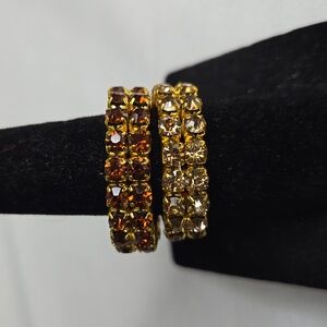 Elegant Gold and Brown Crystal Ring Set